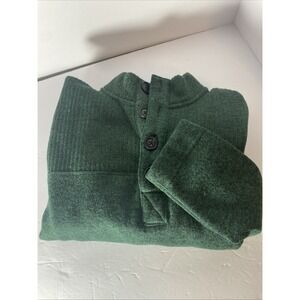 Aspen Sweater Mens Large Green Long Sleeve Nordic‎ 1/4 PULLOVER BUTTON UP I1